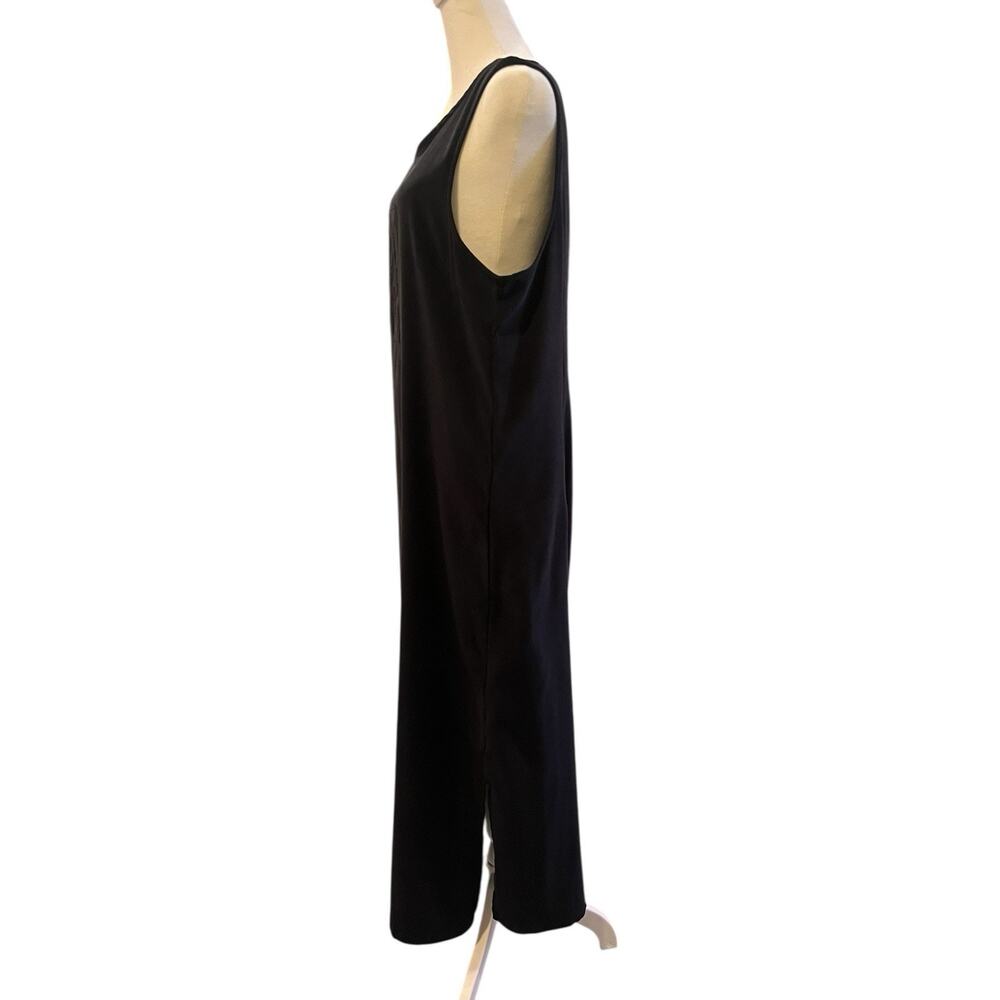Vintage Maxi Dress Black Medium Modest Lagenlook Long Shift Dress Minimalist - Picture 4 of 10
